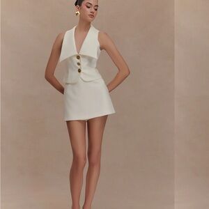 Meshki Cream Buttoned Mini Dress